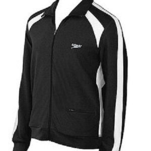 Speedo Expedite Black Varsity Athletic Warmup Full Zip Up Jacket Size Medium
